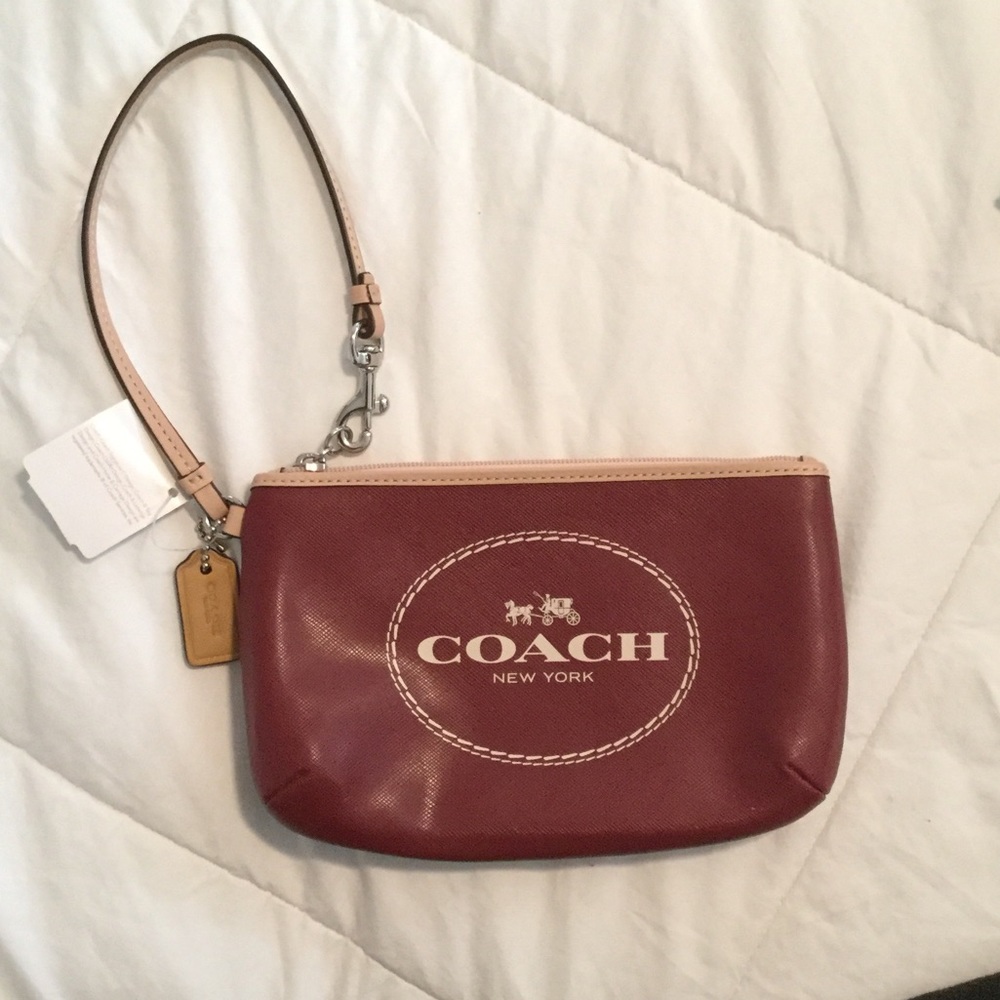 Crimson REAL coach wristlet